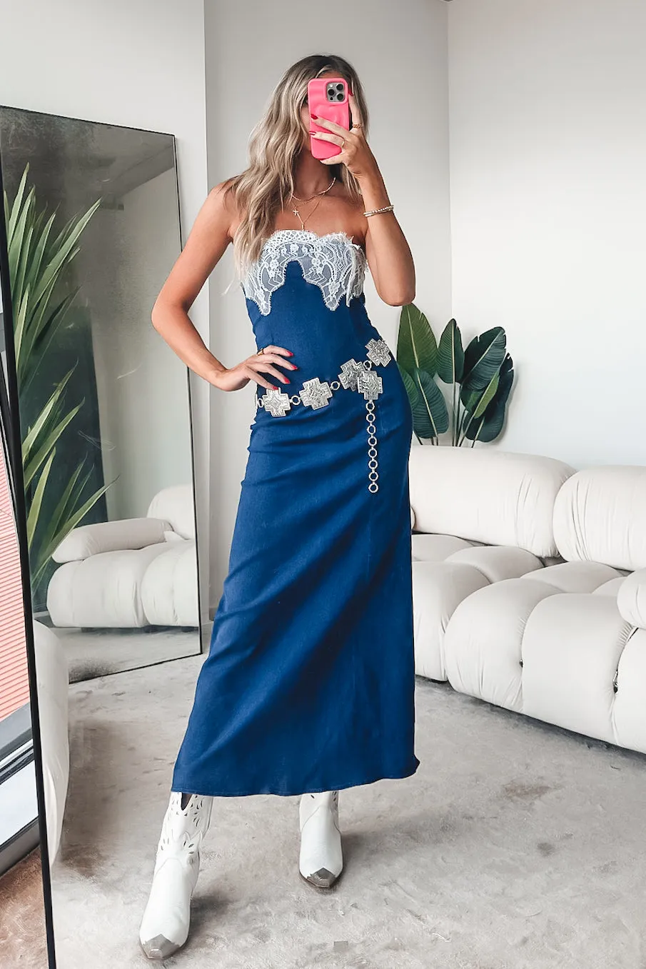 DEAL Cowgirl Cocktail Denim Lace Maxi Dress sold by Amazing Lace product image thumbnail 5