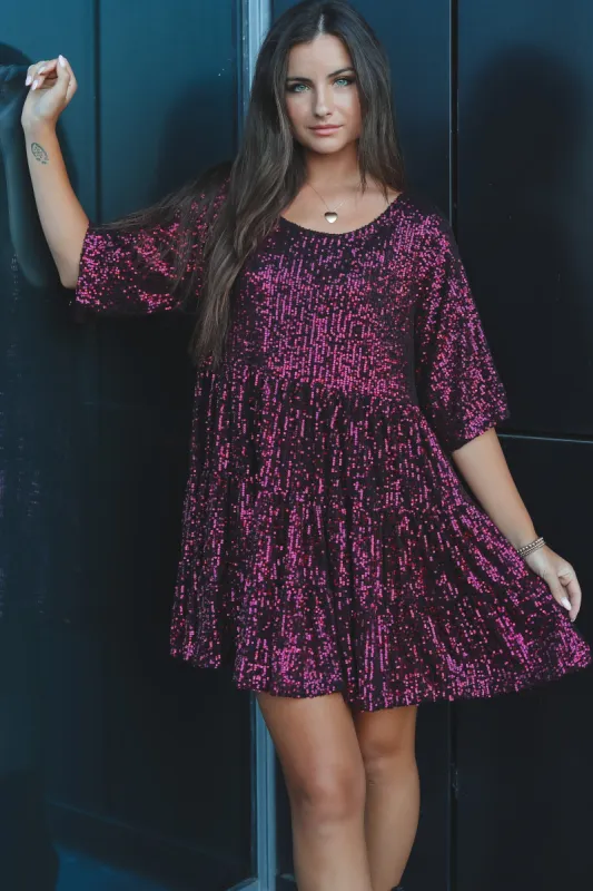 DEAL My Queen Sequin Black Cherry Baby Doll Dress sold by Amazing Lace