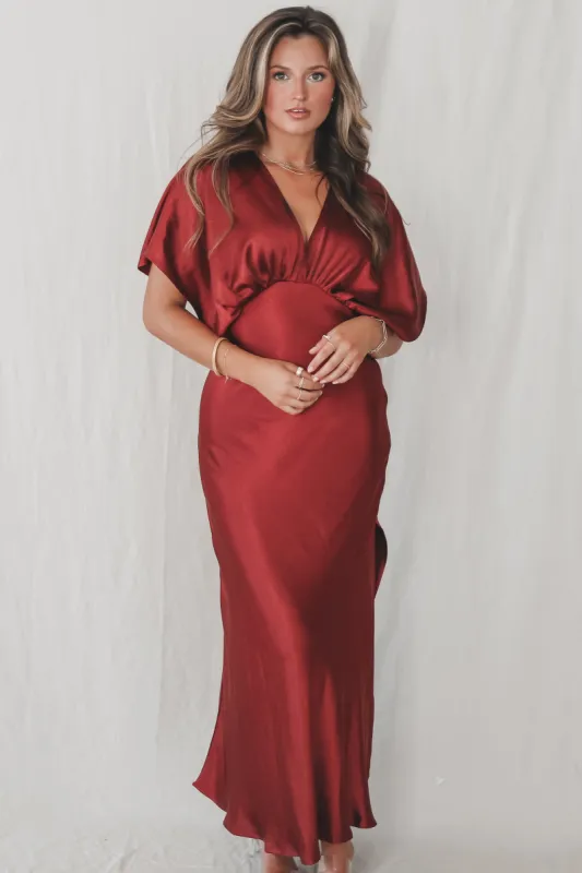 I Have Formally Arrived Satin Maxi Dress sold by Amazing Lace