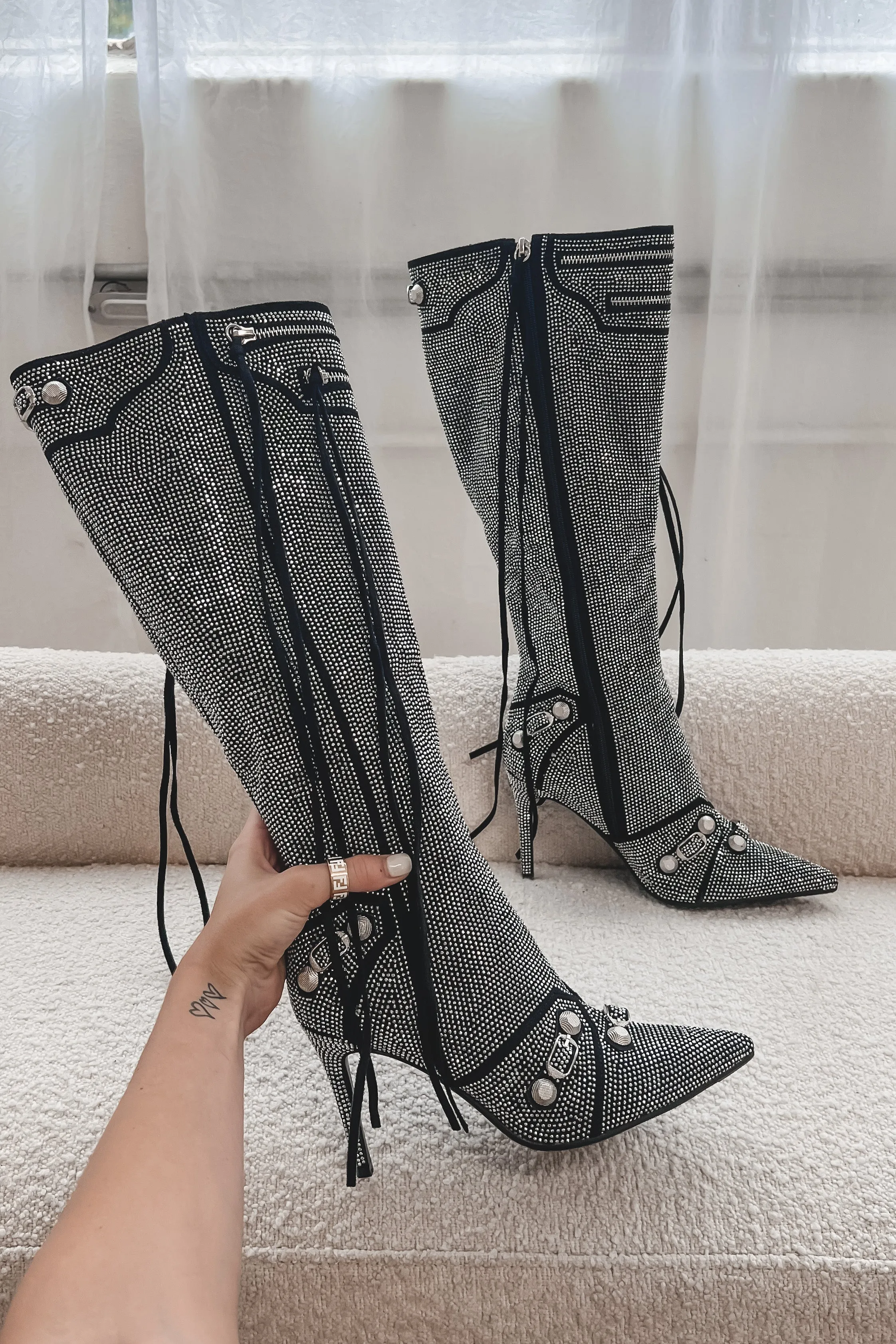 DEAL She Even Badder Silver Studded Stiletto Boots sold by Amazing Lace product image thumbnail 2