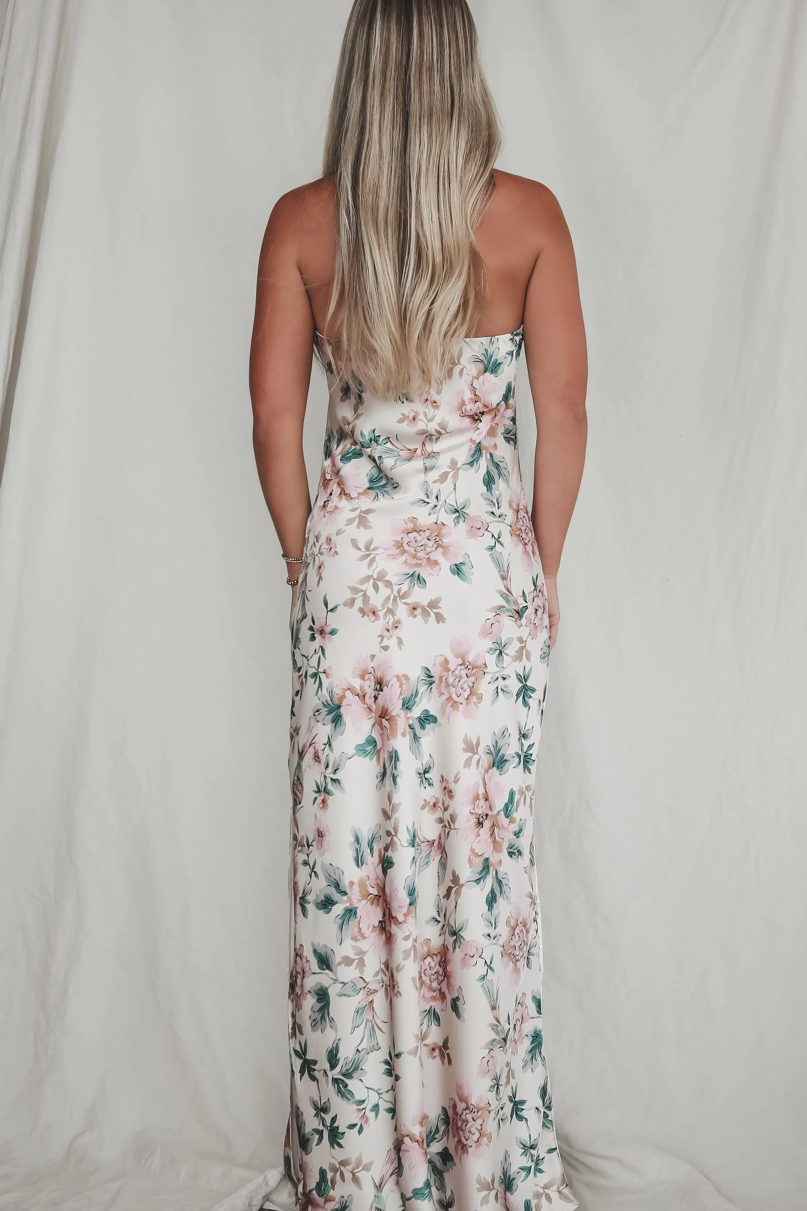 Eyes On You Obviously Ivory Satin Strapless Maxi Dress sold by Amazing Lace product image thumbnail 3