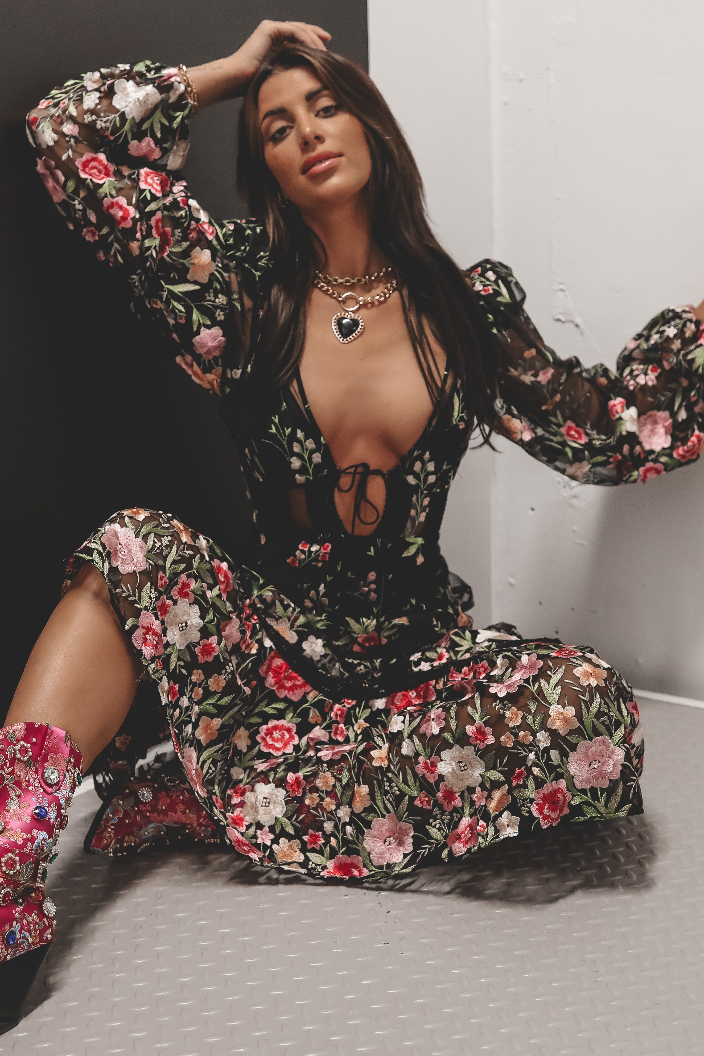 FOR LOVE & LEMONS Luna Black Maxi Dress sold by Amazing Lace
