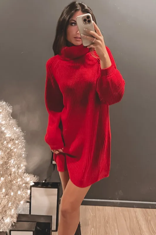 Cozy Up Red Turtleneck Sweater Dress sold by Amazing Lace