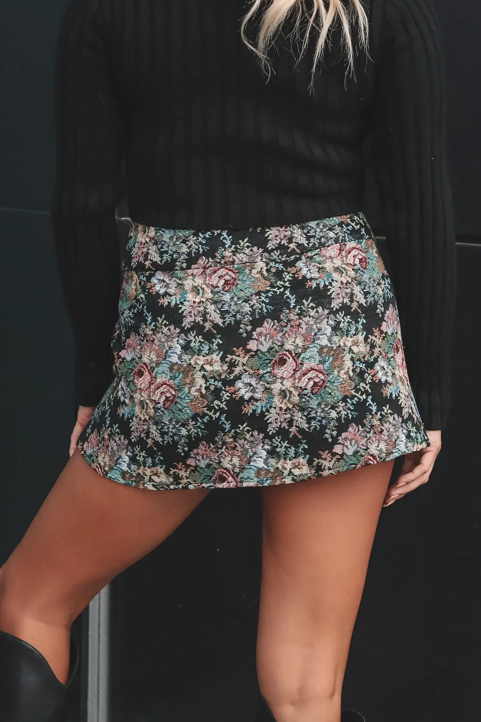 DEAL Love Like This Floral Brocade Mini Skort sold by Amazing Lace product image thumbnail 3