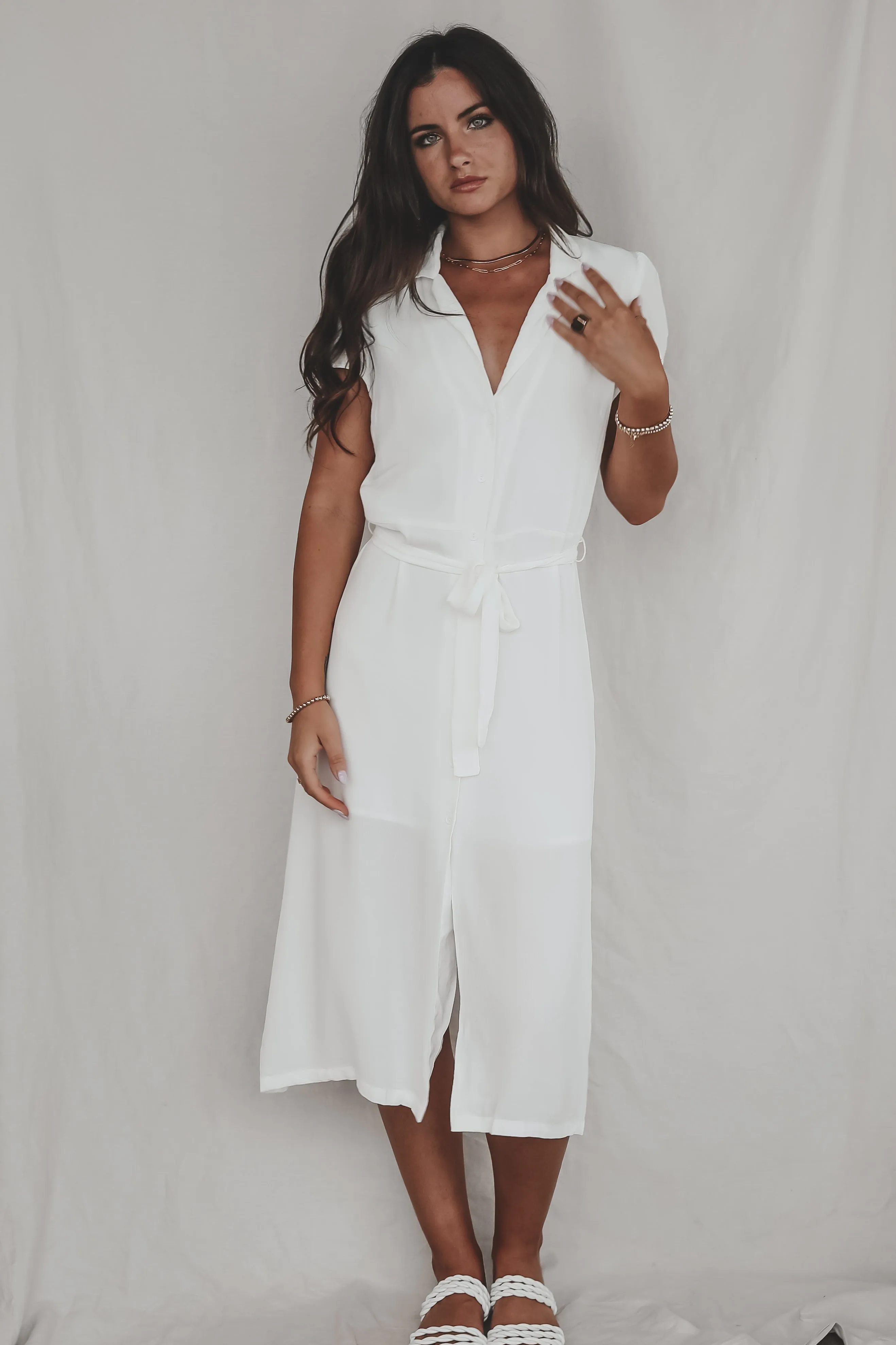 DEAL A Walk In The Park White Short Sleeve Button Up Midi sold by Amazing Lace product image thumbnail 3