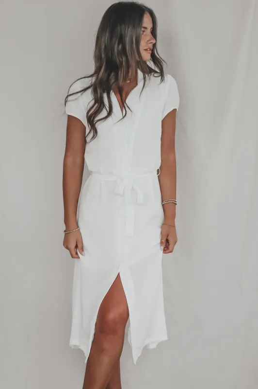 DEAL A Walk In The Park White Short Sleeve Button Up Midi sold by Amazing Lace