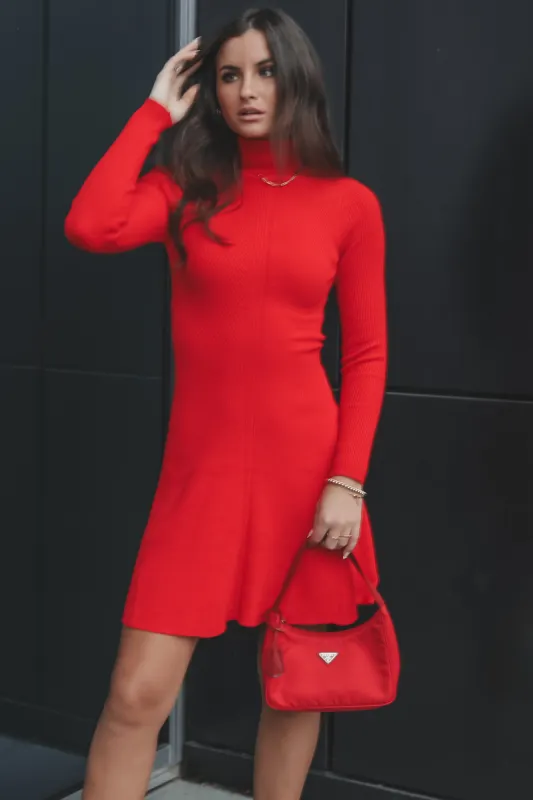 In A Really Festive Mood Red Ribbed Knit Sweater Dress sold by Amazing Lace