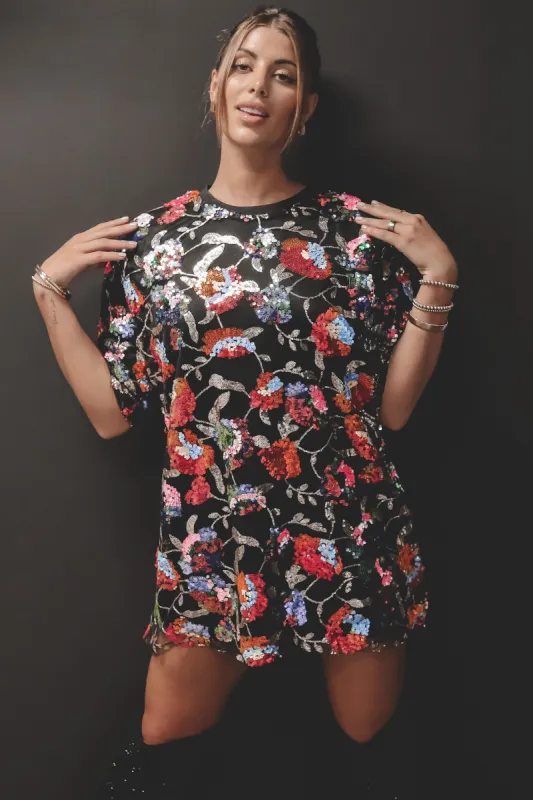 A Statement Was Made Sequins Short Sleeve Dress sold by Amazing Lace