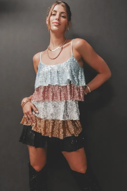 DEAL Eyes Full Of Bling Sequins Tiered Dress sold by Amazing Lace