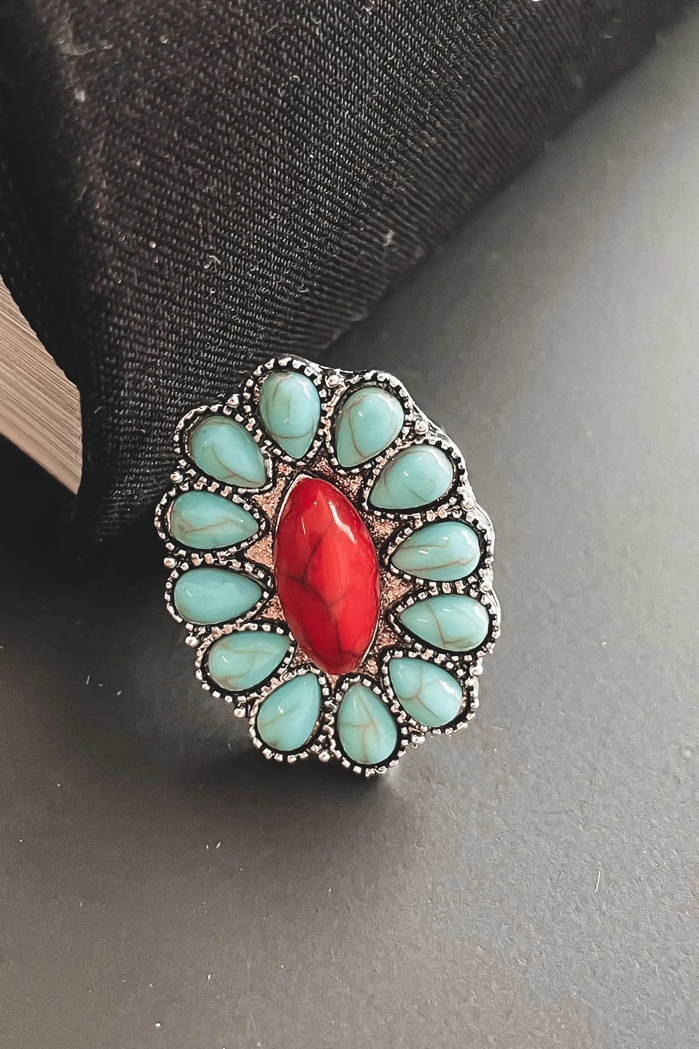 Oh She Went There Silver Western Turquiose Statment Rings sold by Amazing Lace