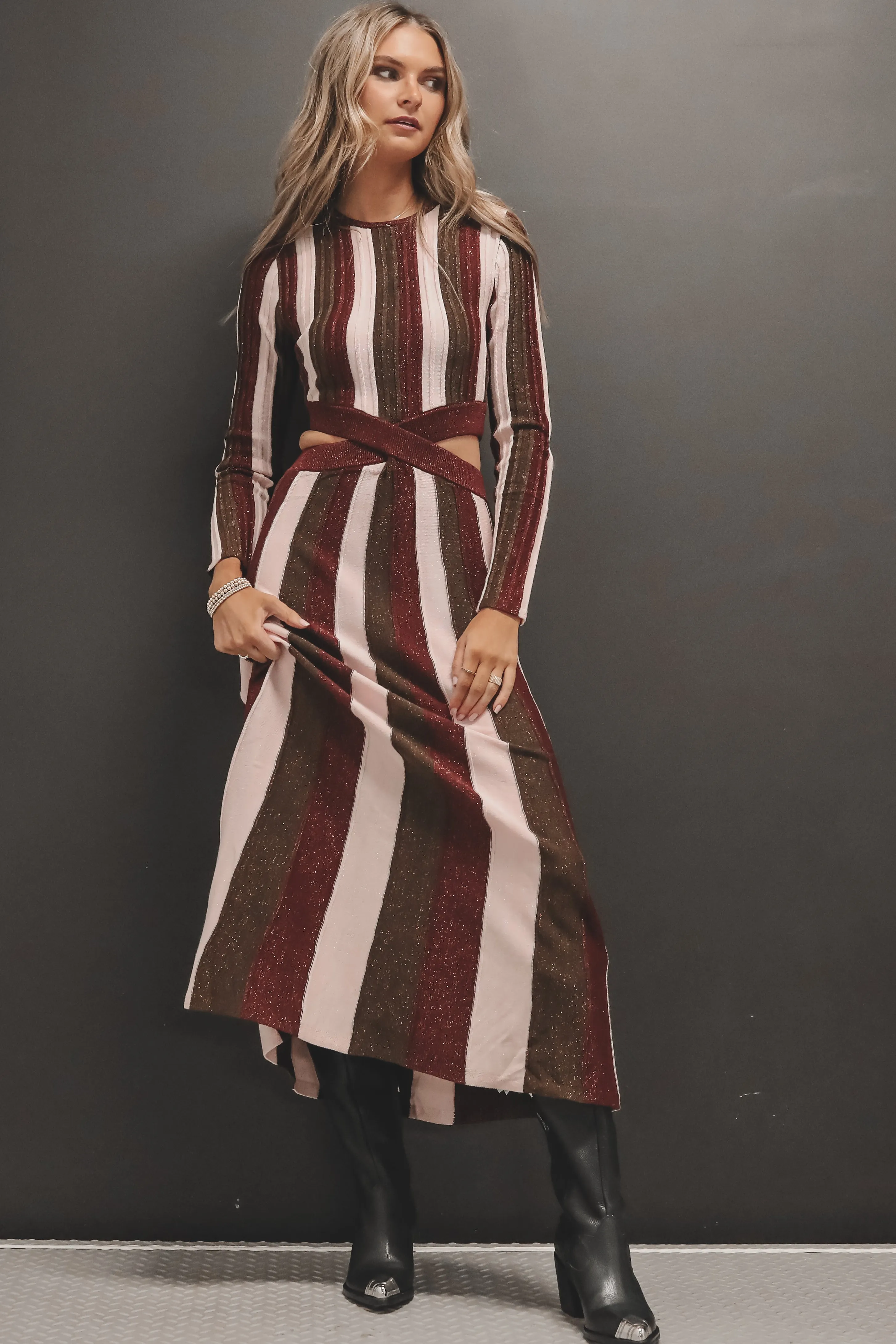 MINKPINK Eden Knit Metallic Stripe Maxi Dress sold by Amazing Lace product image thumbnail 4