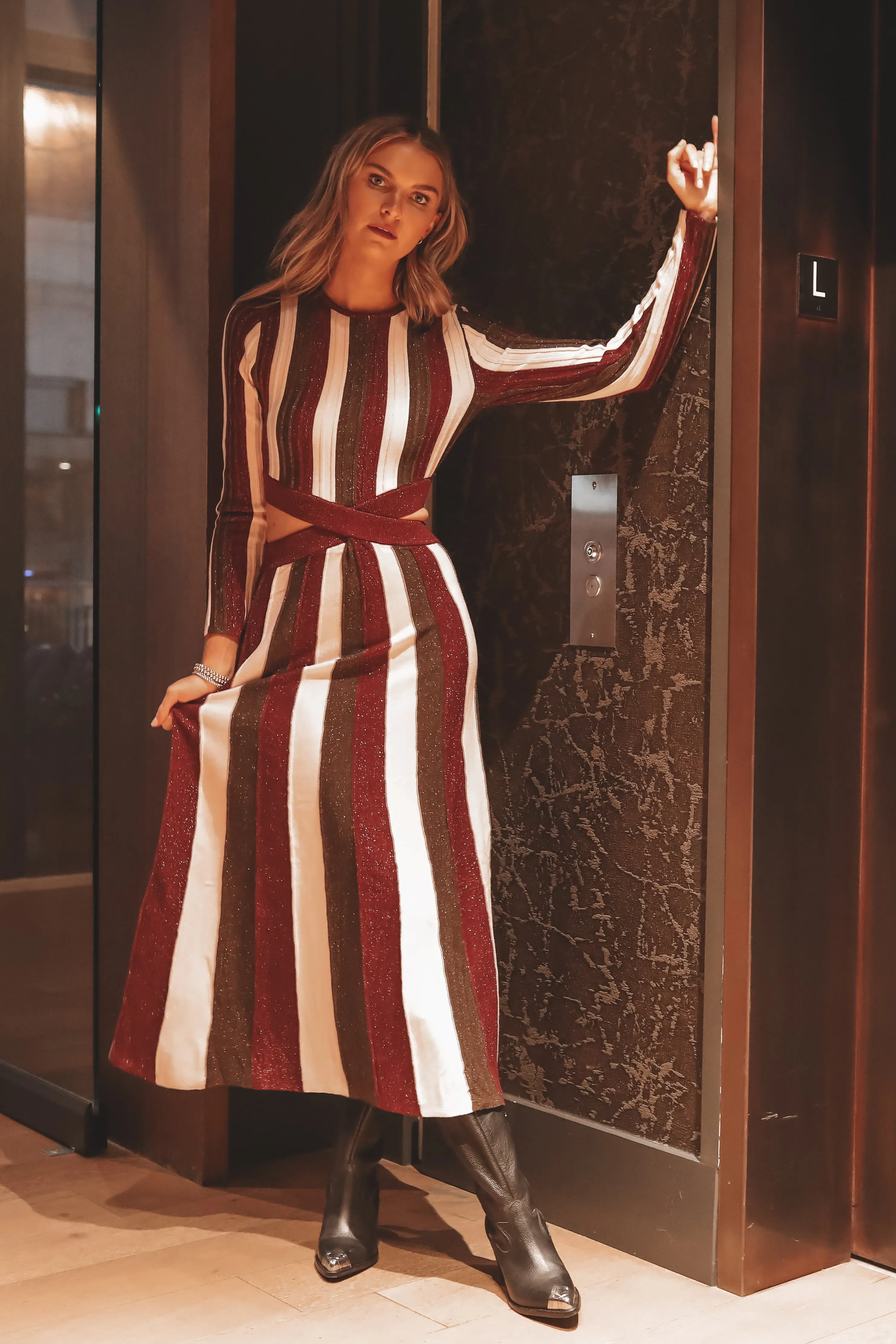 MINKPINK Eden Knit Metallic Stripe Maxi Dress sold by Amazing Lace product image thumbnail 5