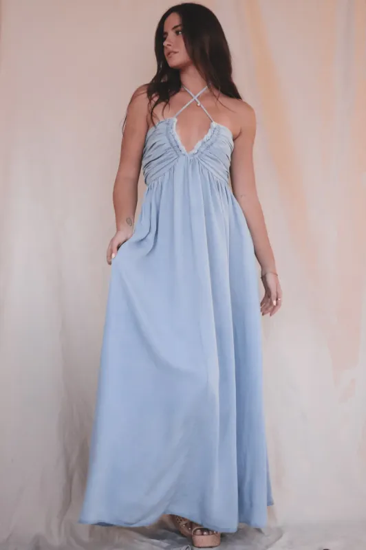 Into The Wind Blue Maxi Dress sold by Amazing Lace