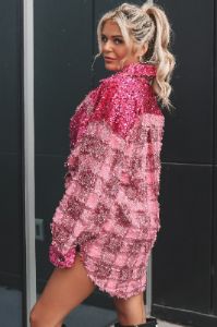 In My Party Girl Era Pink Sequin Shacket sold by Amazing Lace