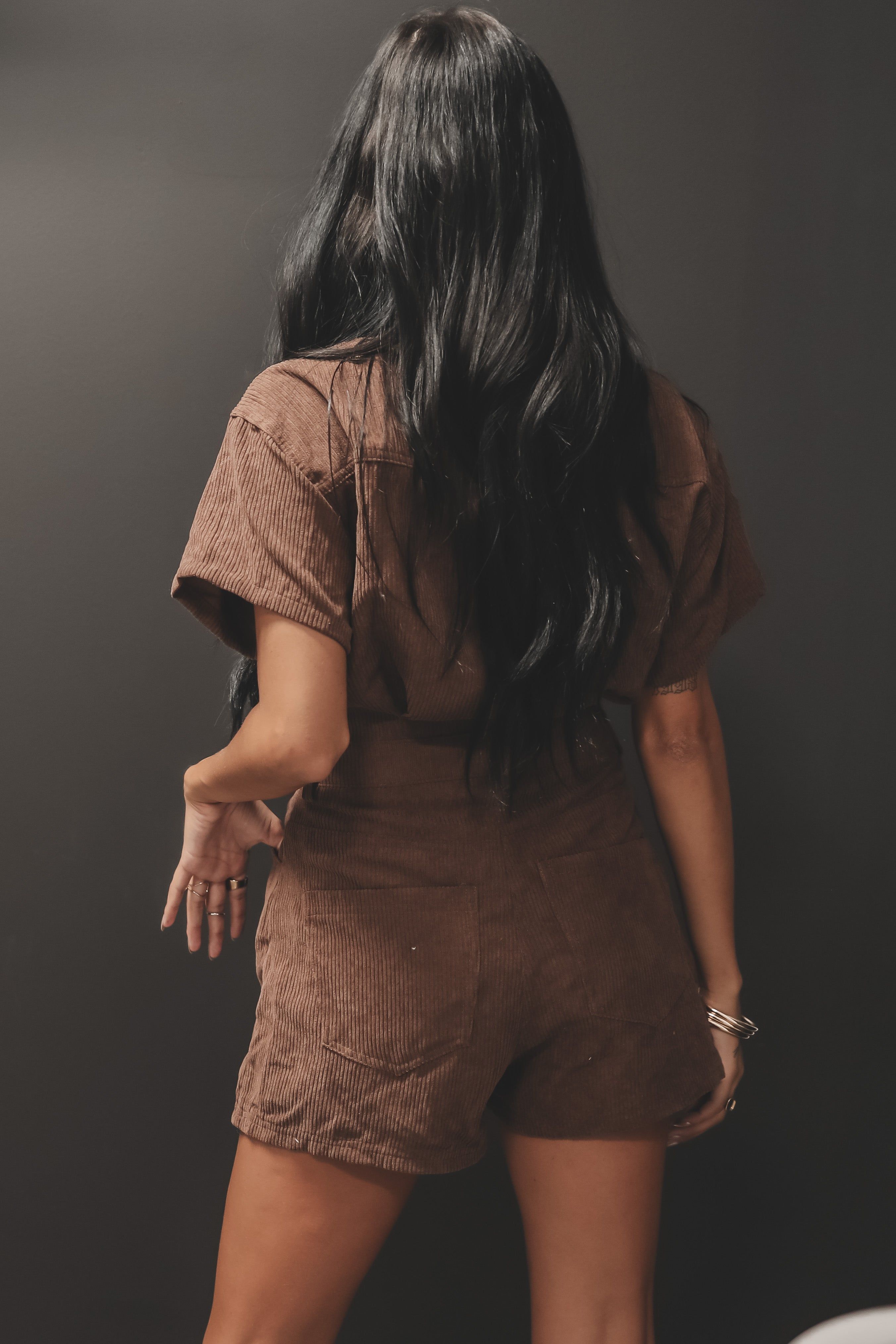 A Little Breezy Brown Corduroy Romper sold by Amazing Lace product image thumbnail 2