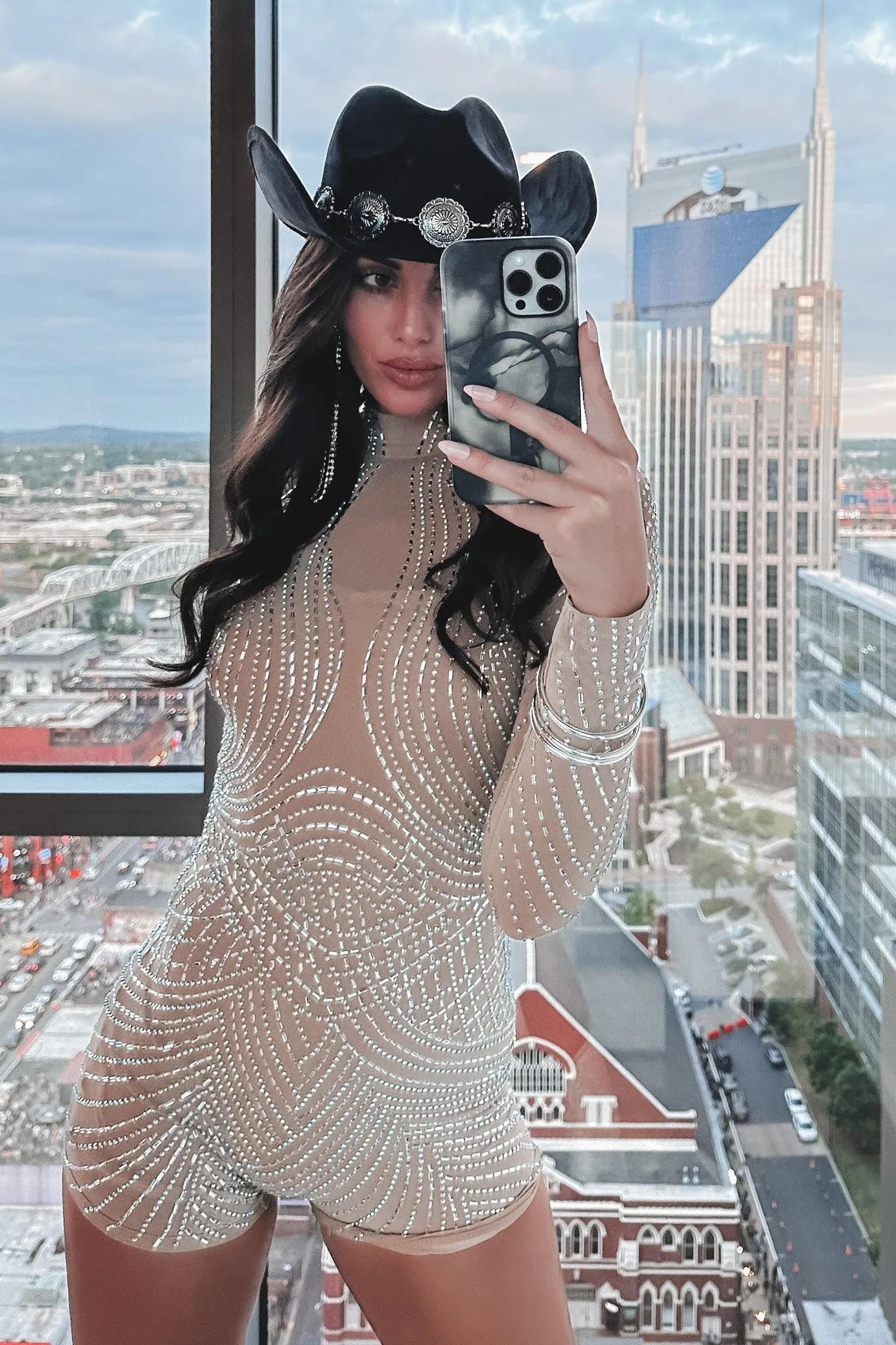 DEAL When I Walk In The Room Rhinestone Long Sleeve Romper sold by Amazing Lace product image thumbnail 2