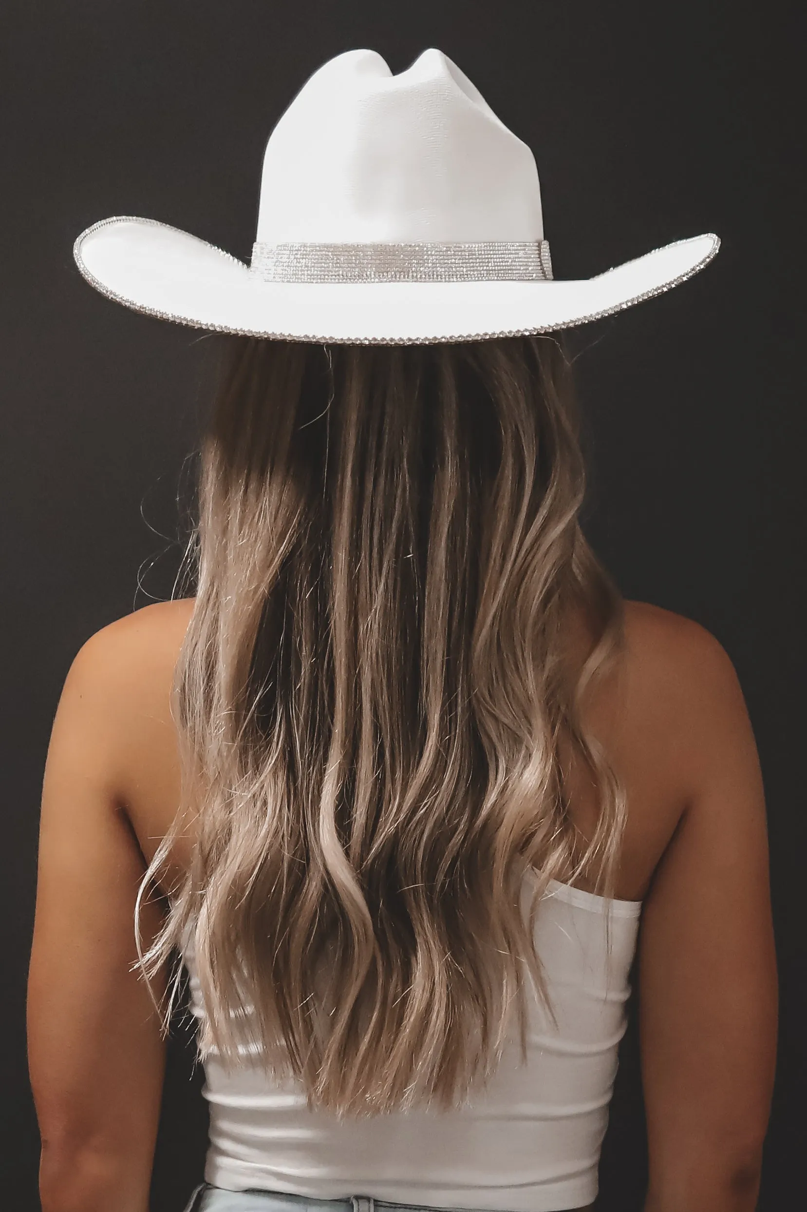The Original Rhinestone Cowgirl White Silver Jeweled Hat sold by Amazing Lace product image thumbnail 4