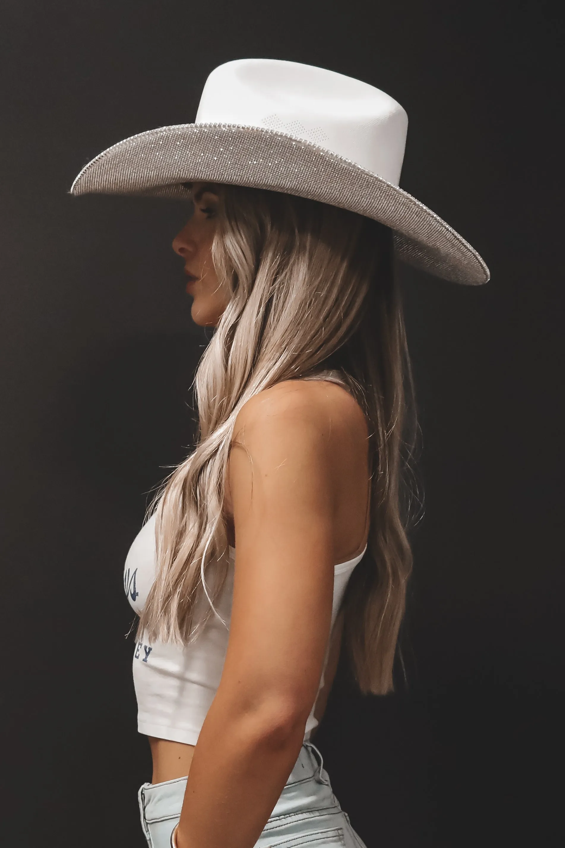The Original Rhinestone Cowgirl White Silver Jeweled Hat sold by Amazing Lace product image thumbnail 3
