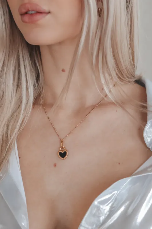 DEAL My Heart Is Here Double-Sided Dainty 18k Gold Heart Necklace sold by Amazing Lace