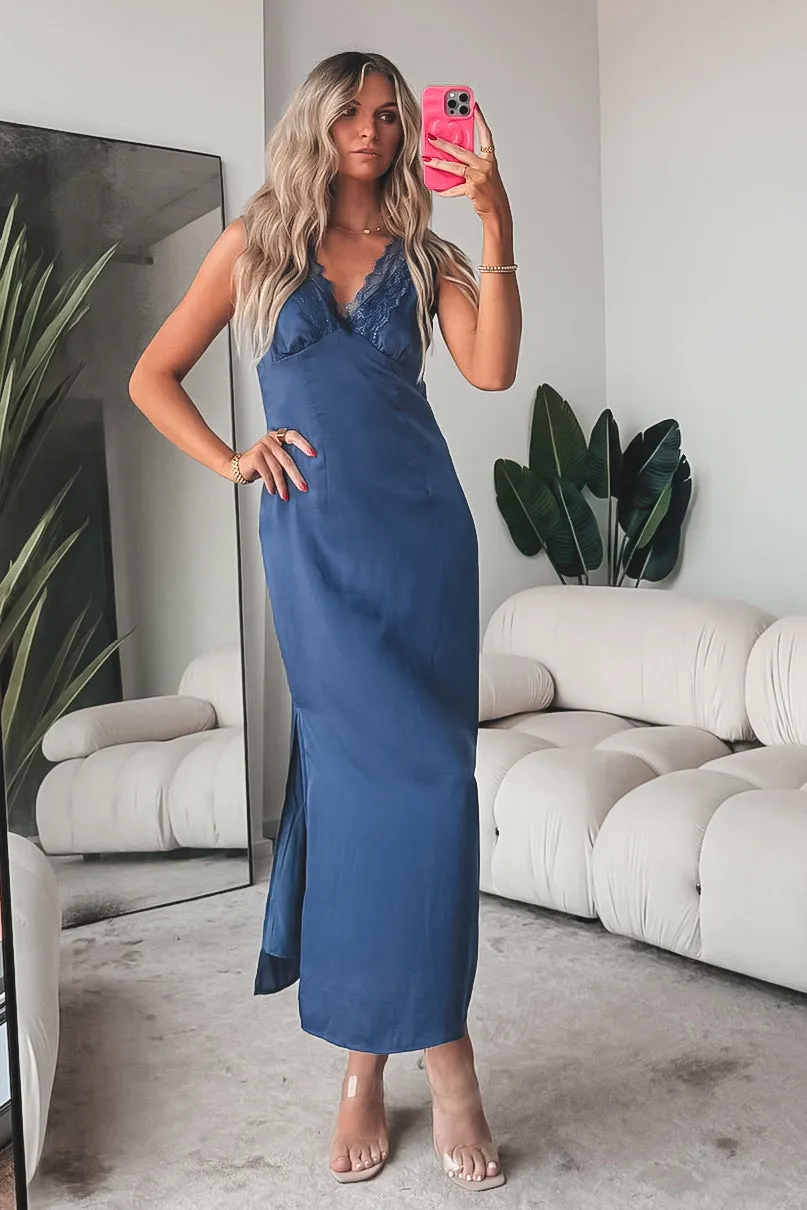 SAGE THE LABEL Midnight Blue Satin Maxi Dress sold by Amazing Lace product image thumbnail 5