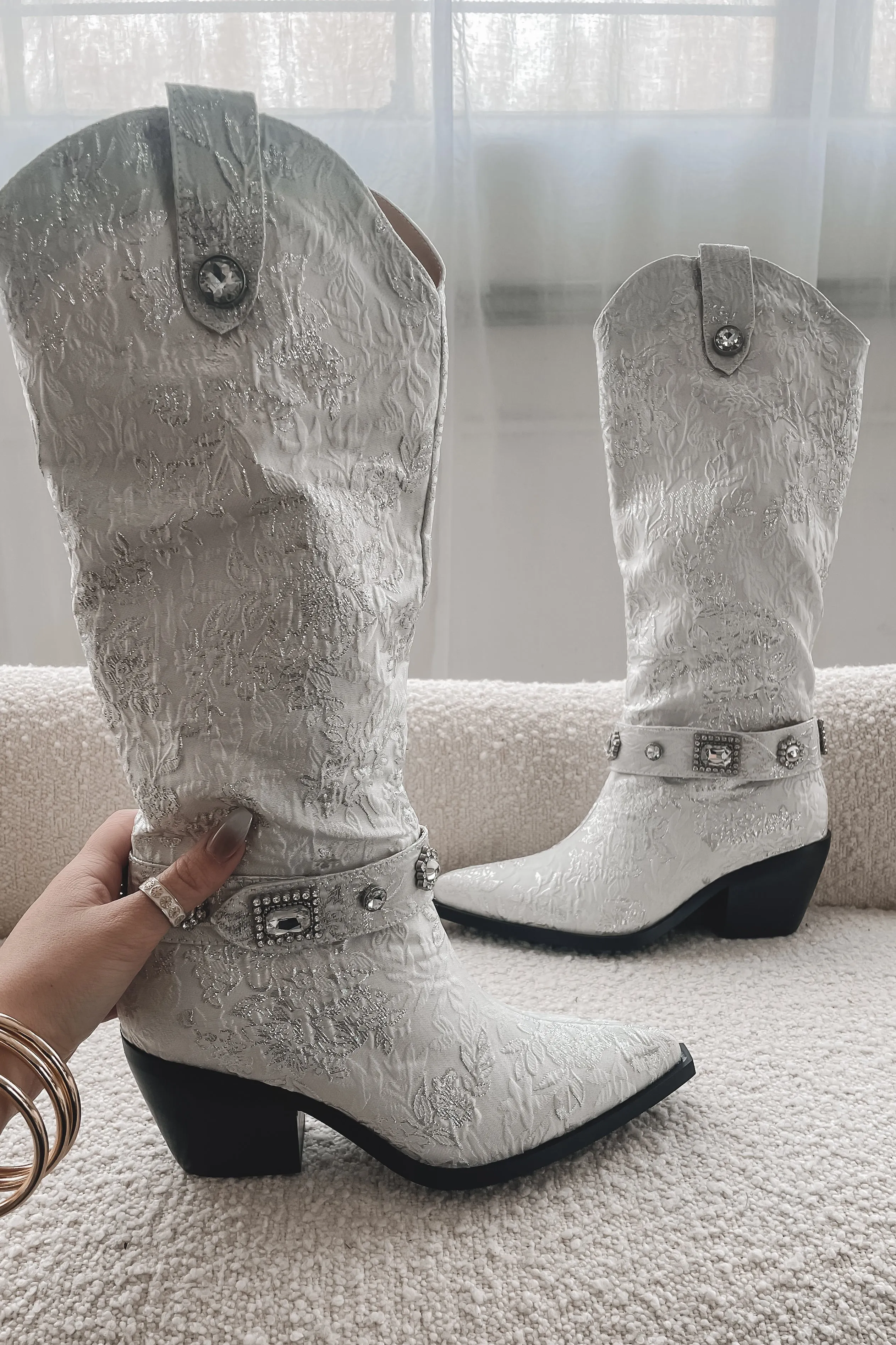 DEAL In My Me Era White Floral Boots sold by Amazing Lace