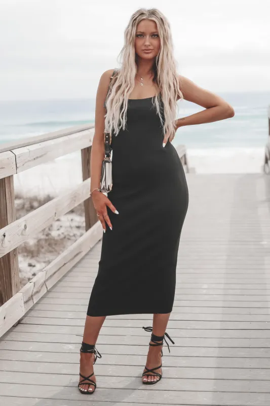 DEAL On A Blind Date Black Midi Dress sold by Amazing Lace