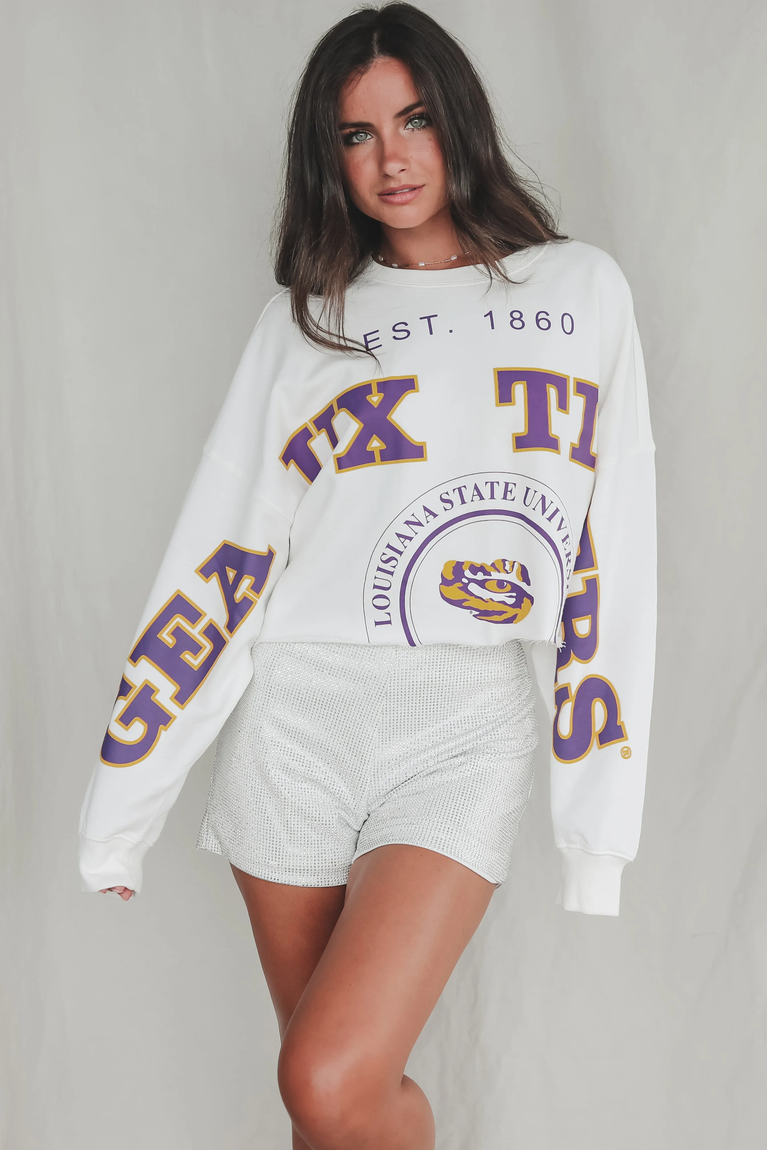 LSU Tigers Crop Long Sleeve Game Day Tee sold by Amazing Lace product image thumbnail 5