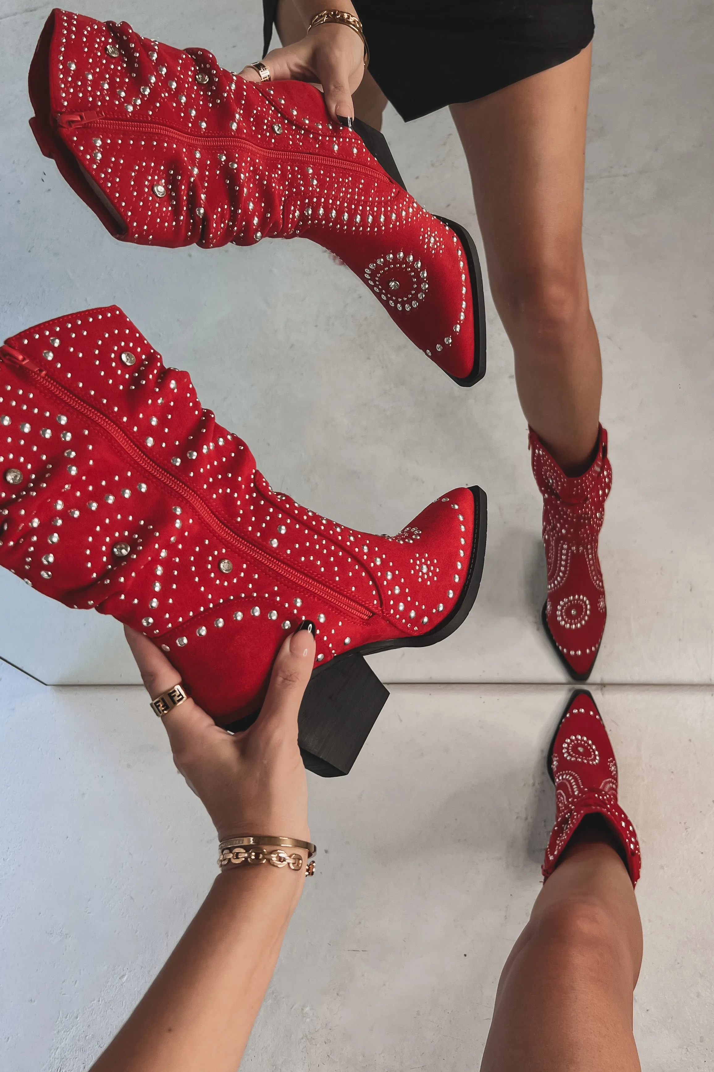 DEAL Smoke Show Silver Studded Cowgirl Boots sold by Amazing Lace product image thumbnail 2