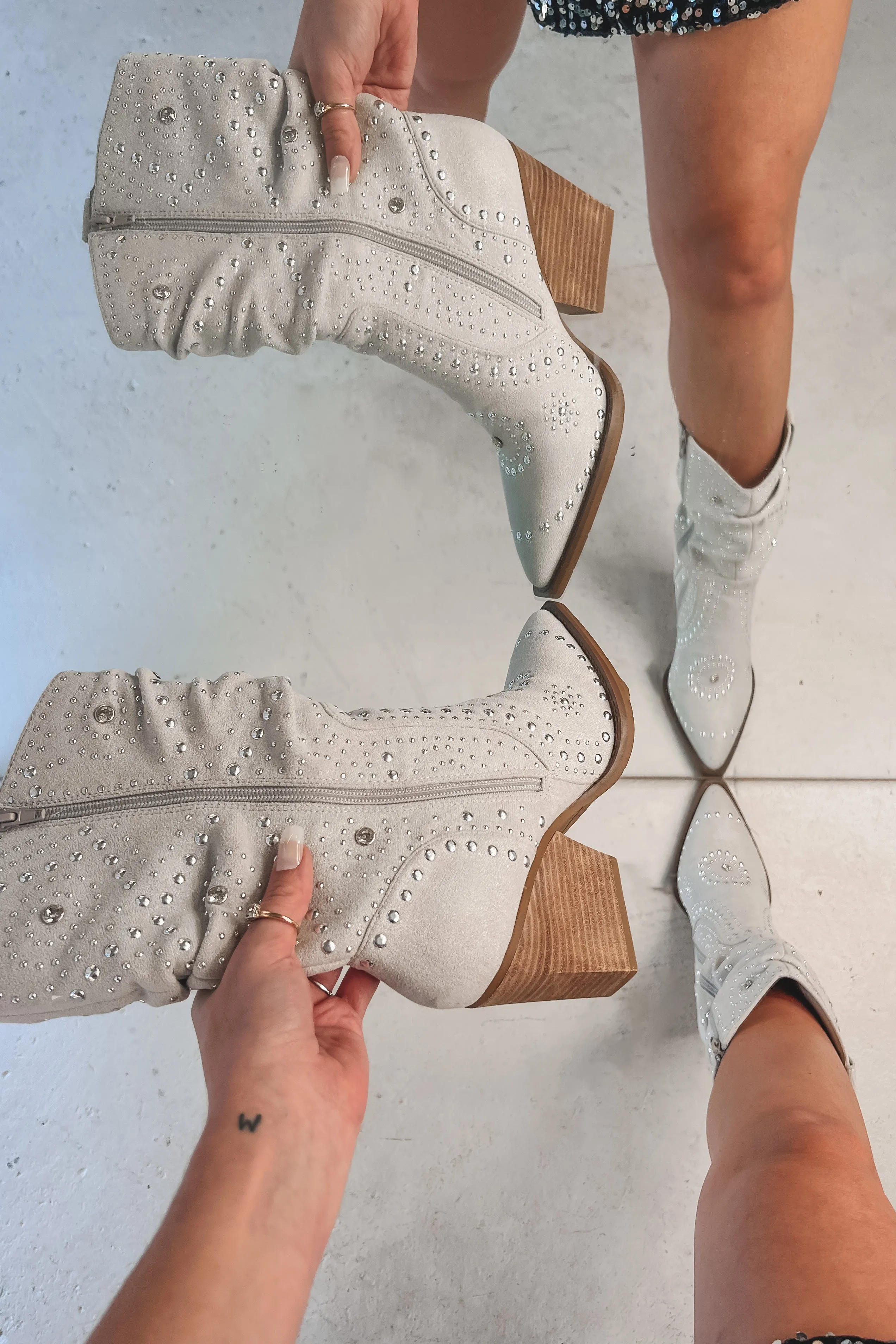 DEAL Smoke Show Silver Studded Cowgirl Boots sold by Amazing Lace product image thumbnail 4