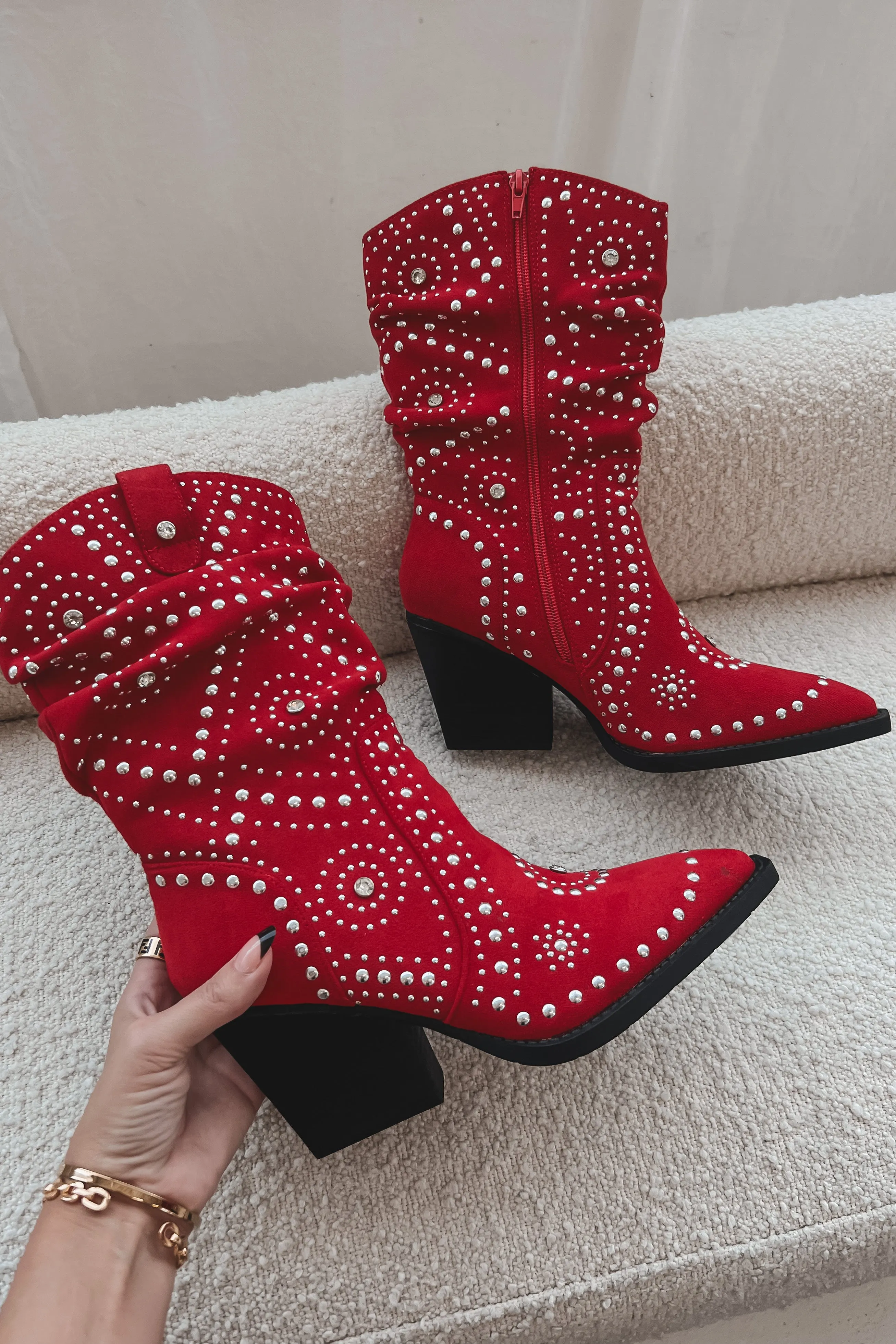 DEAL Smoke Show Silver Studded Cowgirl Boots sold by Amazing Lace