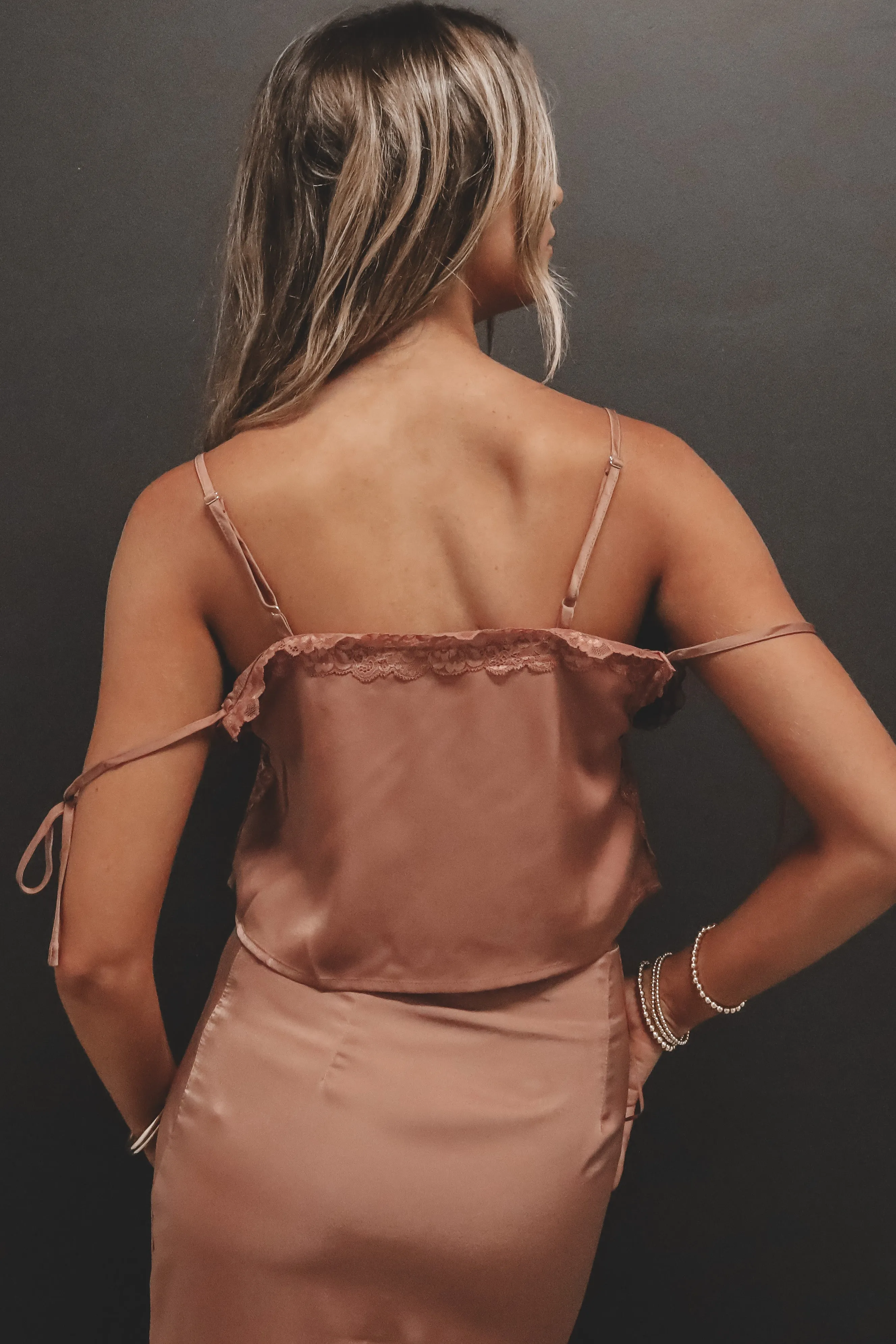 Stop And Smell The Roses Dusty Rose Satin Cami sold by Amazing Lace product image thumbnail 3