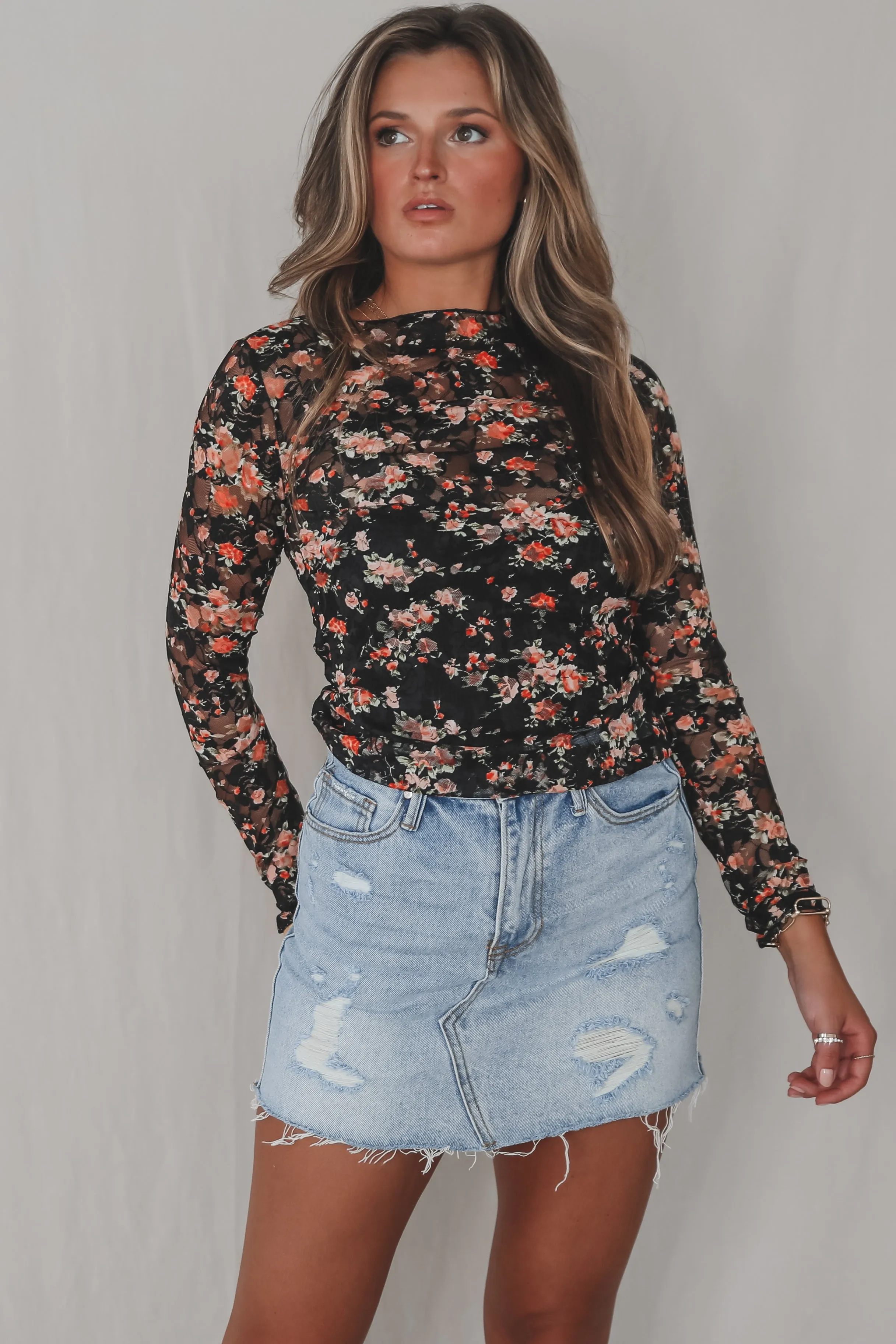 HOLIDAY DEAL ❄️ Just a Flirt Lace Mesh Floral Top sold by Amazing Lace