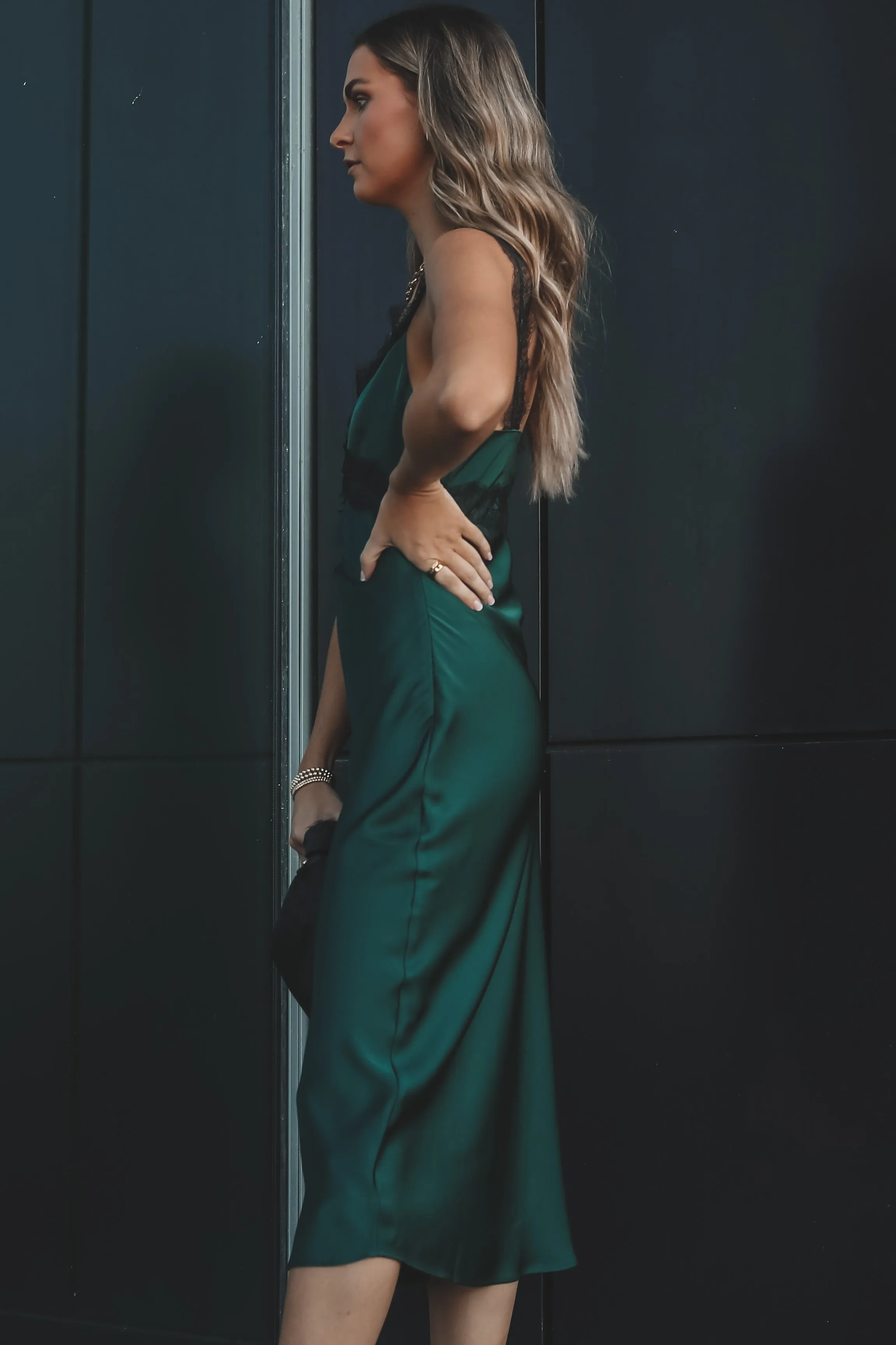 MINKPINK Erin Lace Trim Satin Midi Dress sold by Amazing Lace product image thumbnail 3