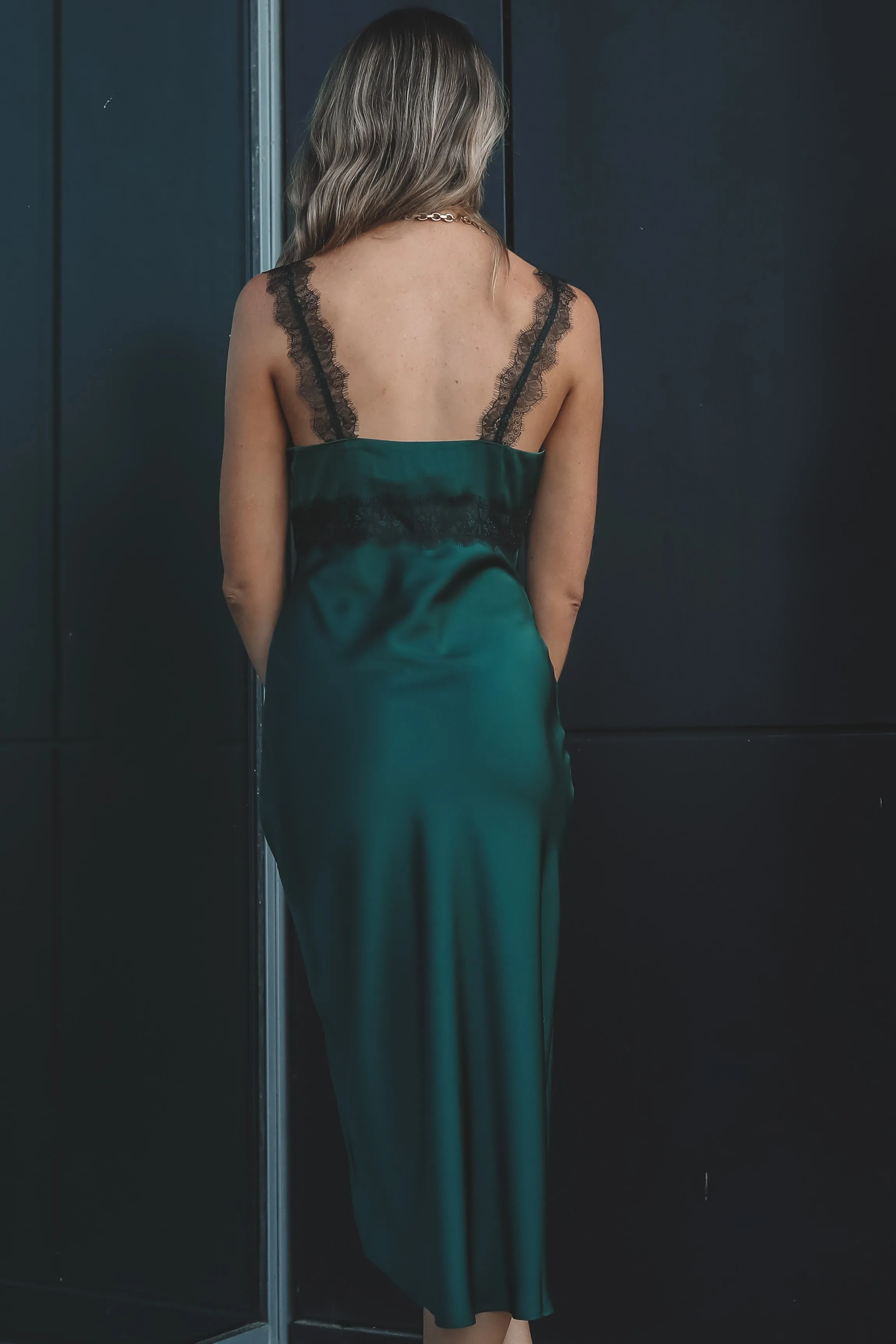 MINKPINK Erin Lace Trim Satin Midi Dress sold by Amazing Lace product image thumbnail 4