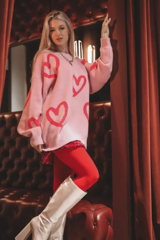 Feeling The Love Pink Heart Sweater sold by Amazing Lace