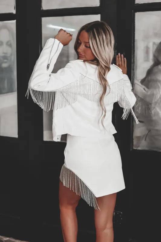 BUDDY LOVE Rife Crystal Fringe Vegan Leather Jacket made by Amazing Lace