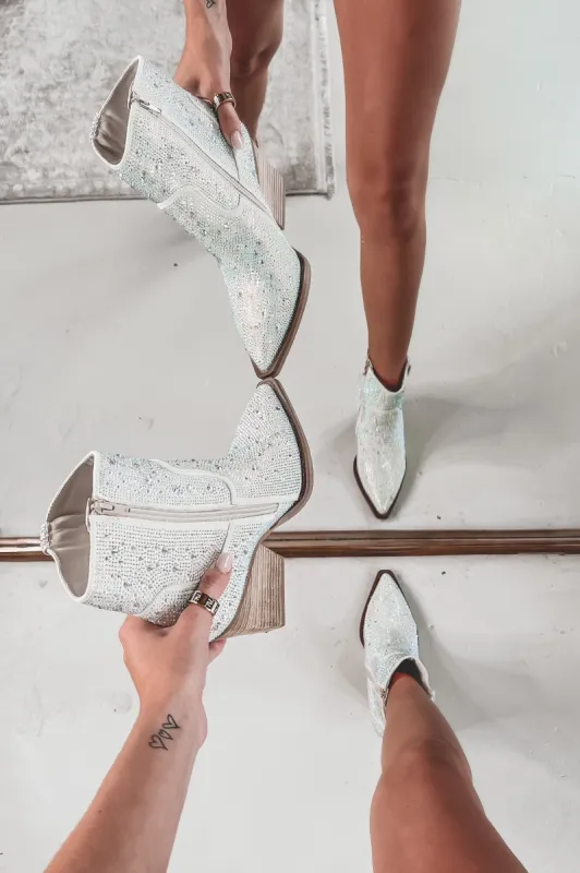 Sparkle My Way Around Town Rhinestone Booties sold by Amazing Lace