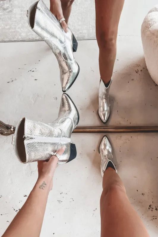 MATISSE Bambi Silver Snake Bootie sold by Amazing Lace