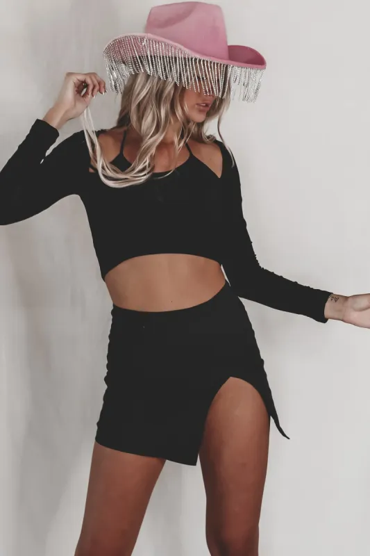 Shout Out Bestie Black Mesh Top sold by Amazing Lace