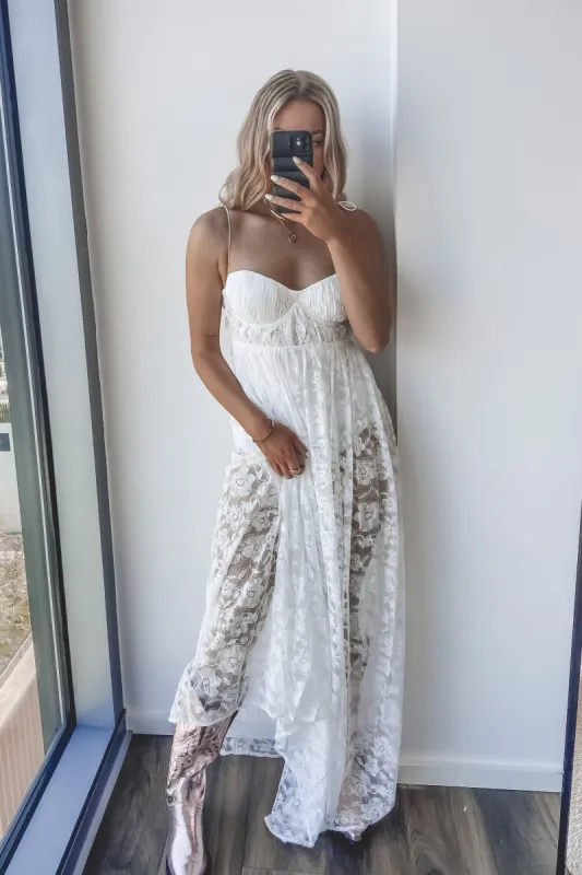 knee length dresses for ladies For Love & Lemons Kaia Maxi Dress in Red – Cattivo