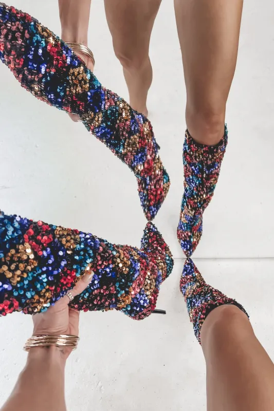 Sparkles On My Mind Multi Color Sequins Boot sold by Amazing Lace