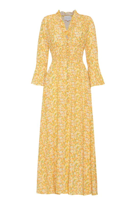 Sally Long Dress Yellow Flower made by Americandreams