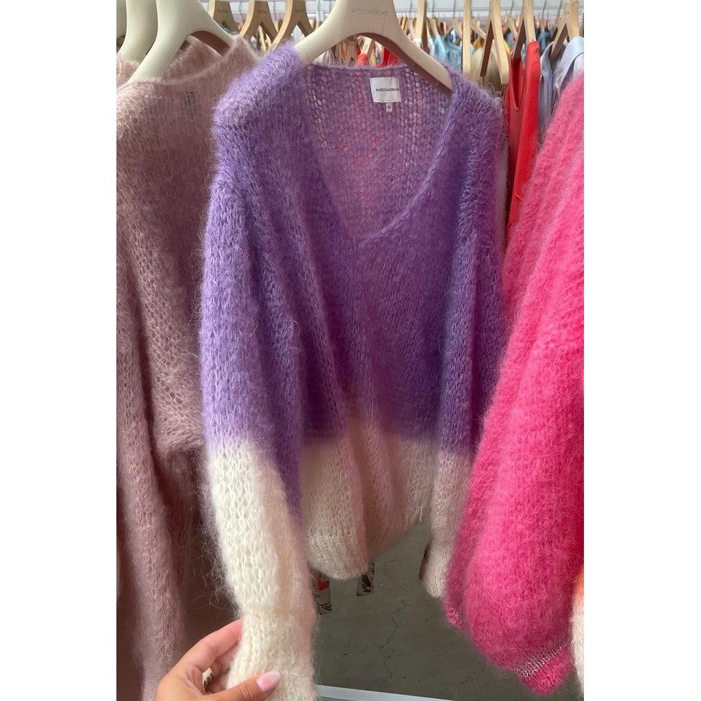 Milana 2-Colored LS Mohair Knit - Lilac/White sold by American Dream product image thumbnail 3