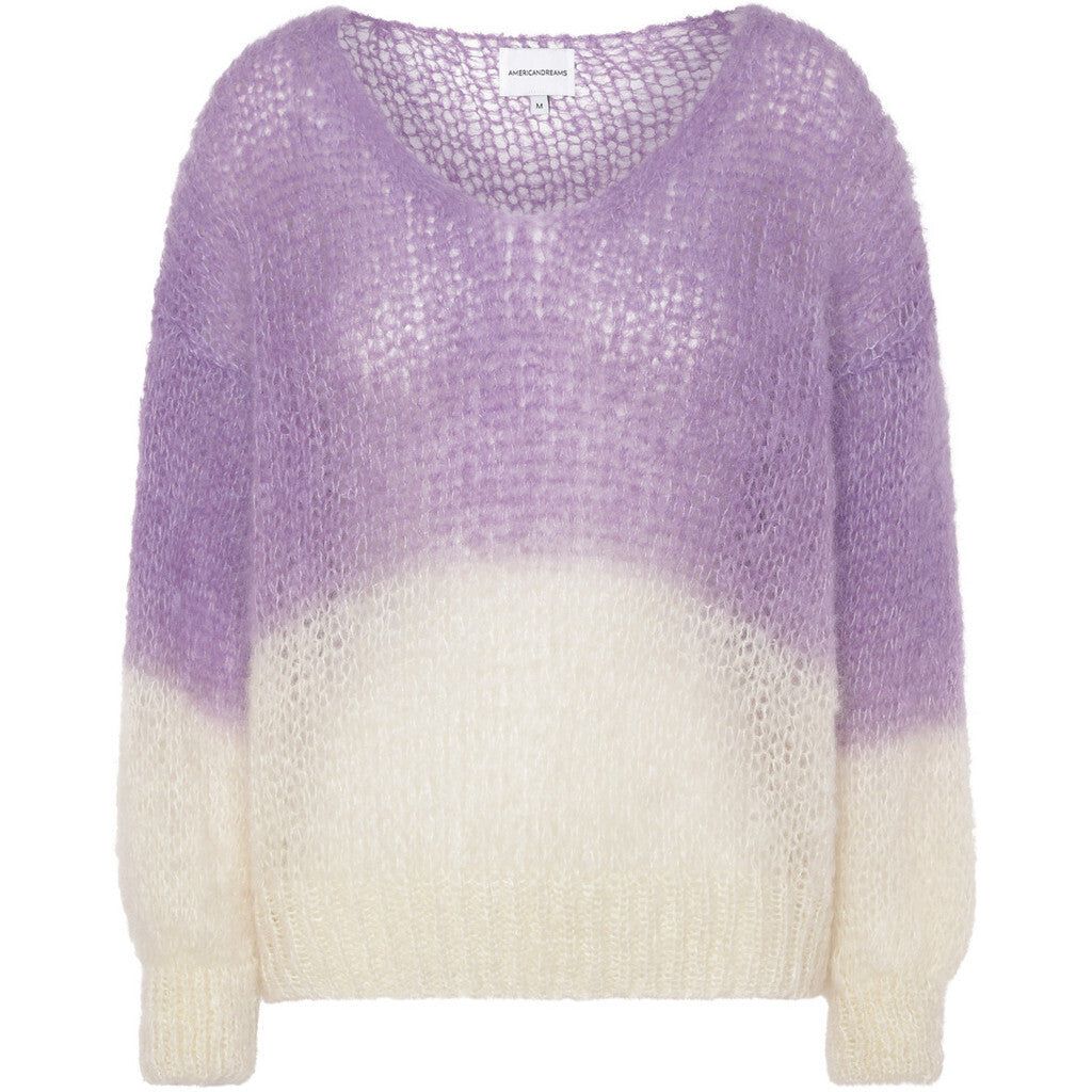 Milana 2-Colored LS Mohair Knit - Lilac/White sold by American Dream