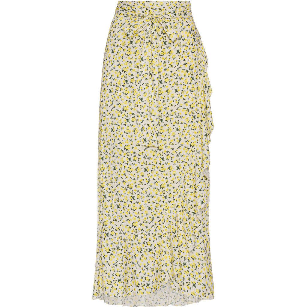 Milly Wrap Skirt Long - White/Lime Flower sold by American Dream