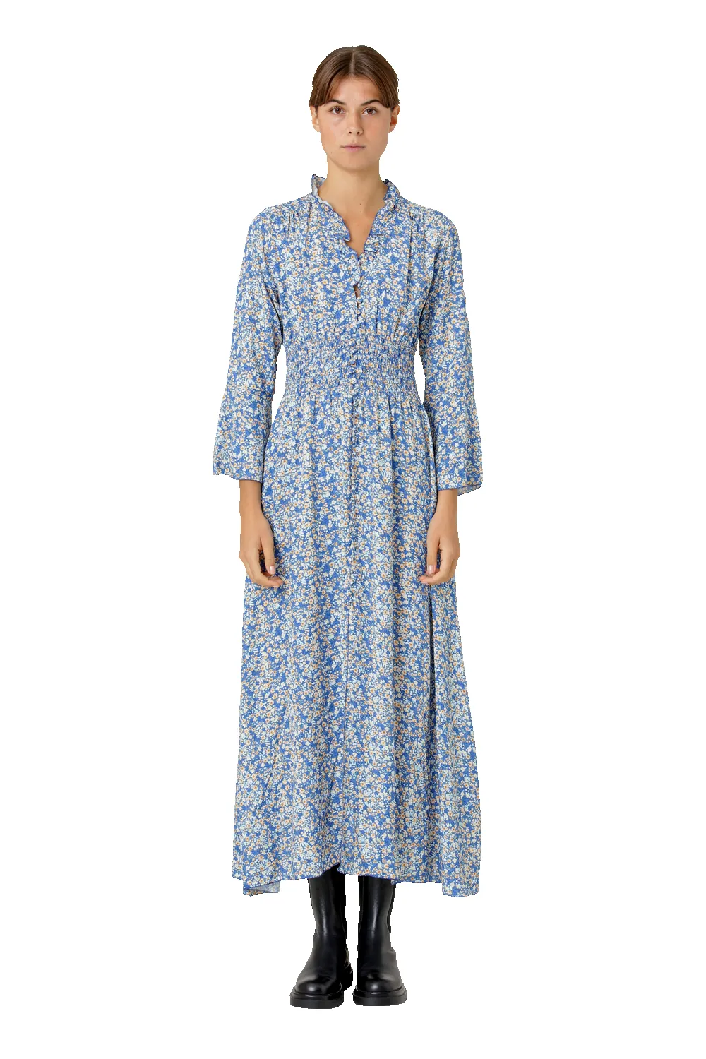 Sally Long Dress Teal Blue Flower sold by Americandreams product image thumbnail 2