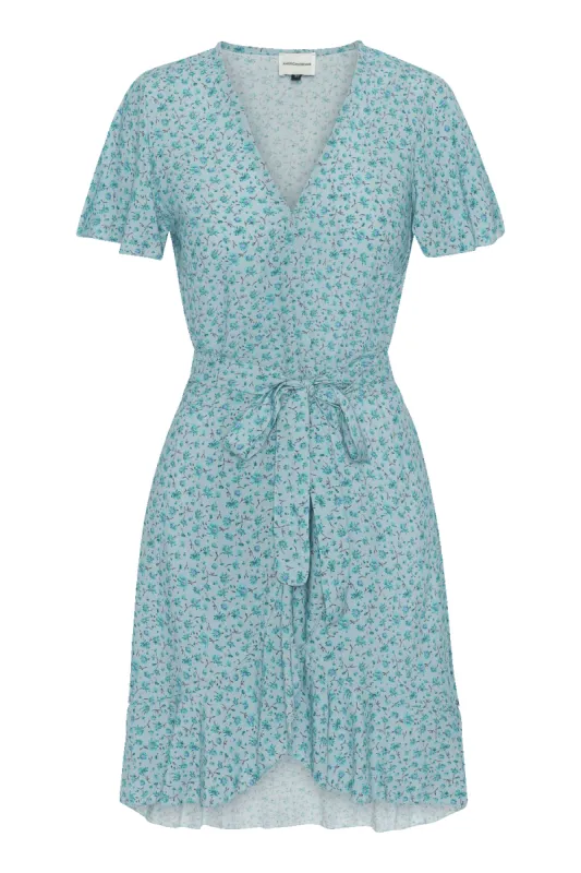 Milly Wrap Dress Short Turquoise Flower sold by Americandreams