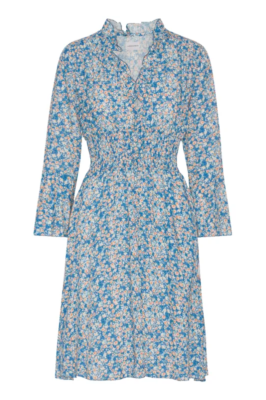 Sally Short Dress Teal Blue Flower made by Americandreams