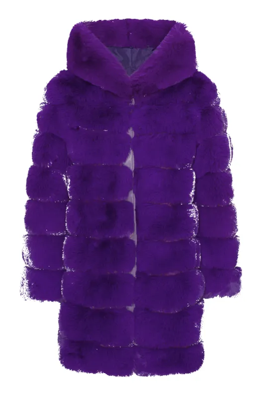 Blake Faux Fur Coat Long Deep Purple sold by Americandreams