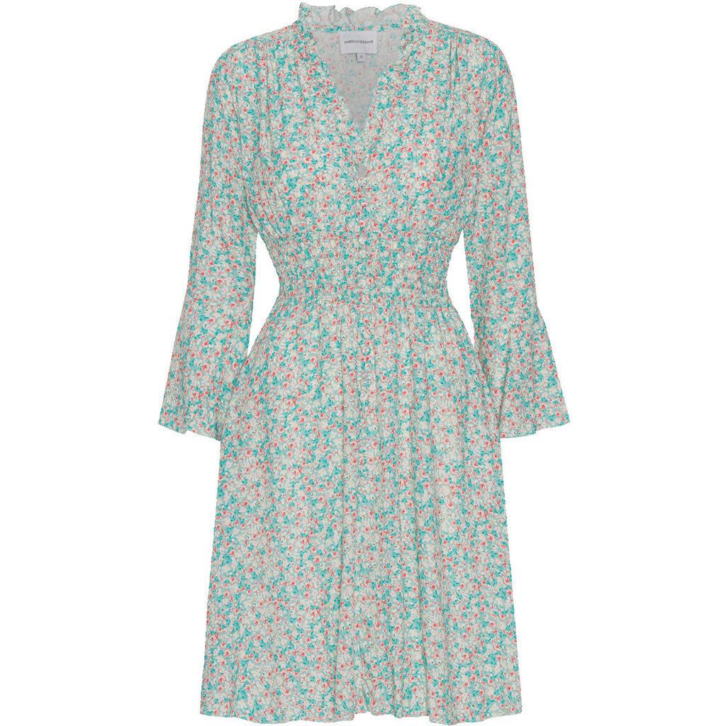 Sally Short Dress - Turquoise Multiflower sold by American Dream